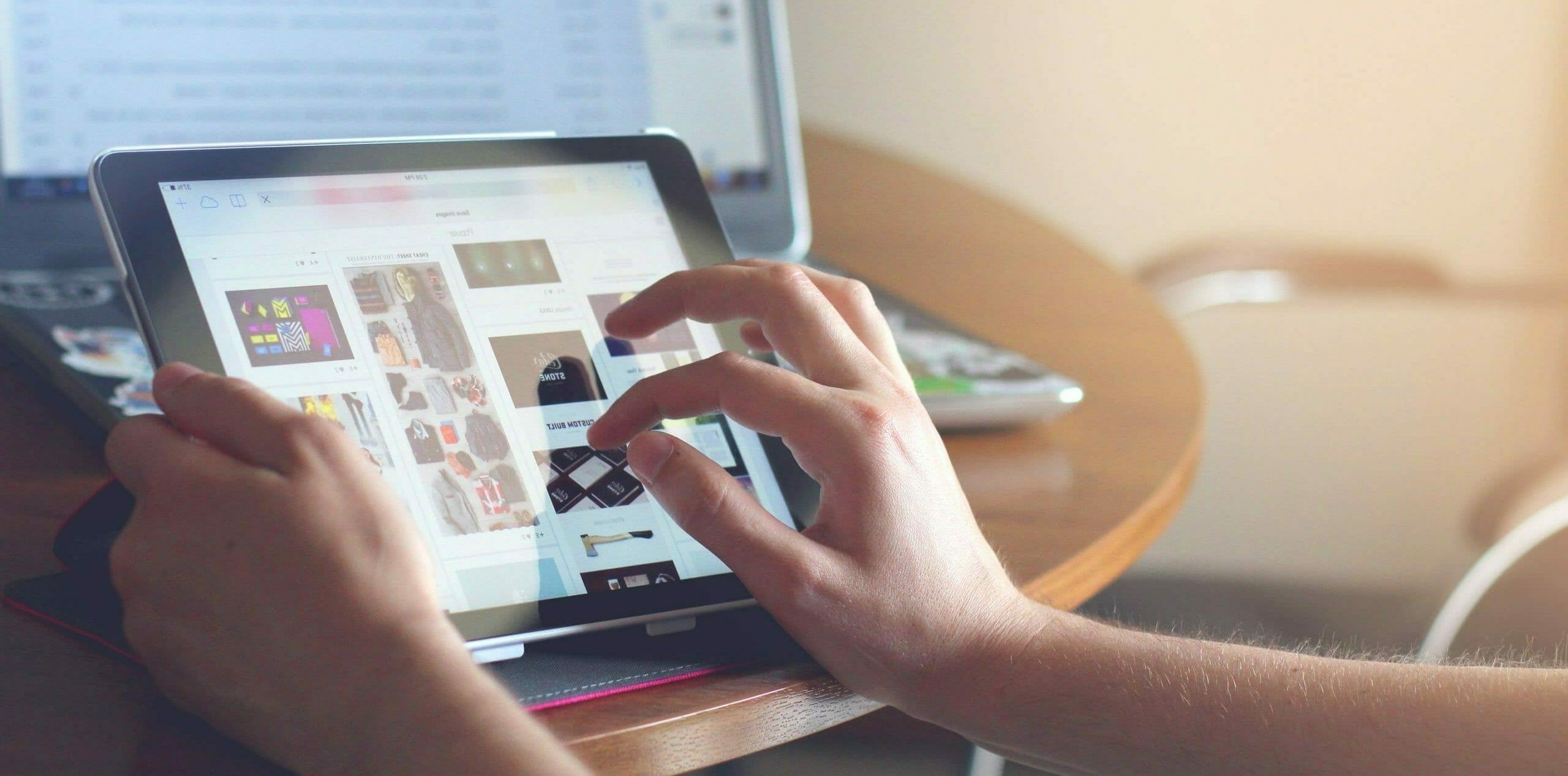 Photo of a tablet browsing an online shop
