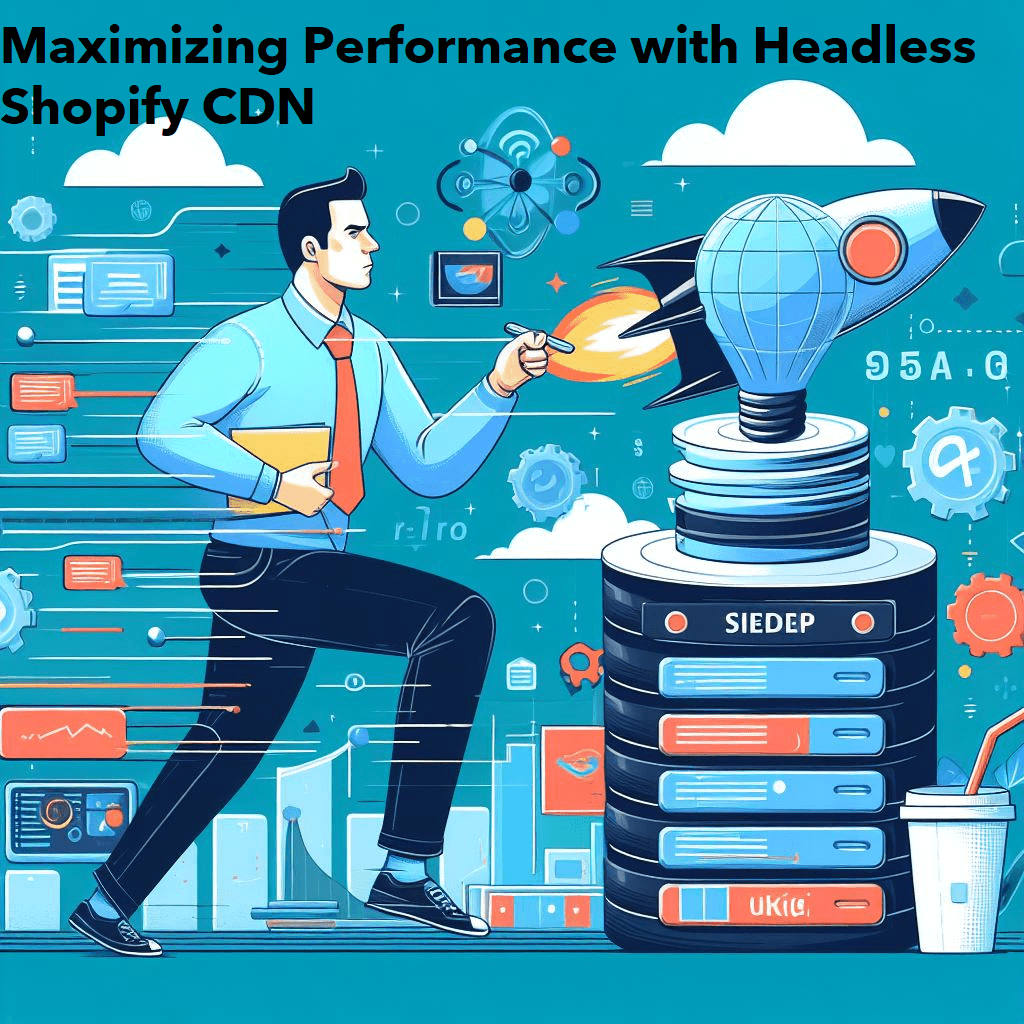 An illustration showing a simplified architecture of a headless Shopify design that uses a CDN