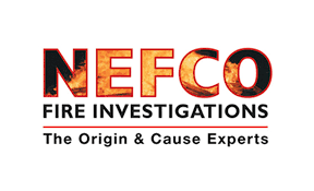 NEFCO Fire Investigations Logo showing the letters filled with orange and yellow fire flames.